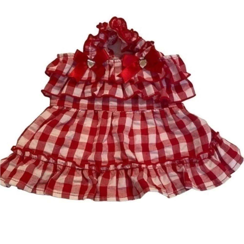 Pets Sun Dress red and checked Size XSMALL